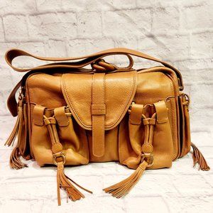 SALVATORE FERRAGAMO Pebbled Leather Shoulder Crossbody Bag Cannella